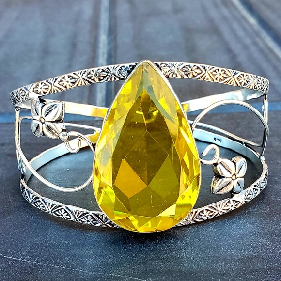 New Citrine 925 Silver Cuff Bracelet. - Picture 2 of 10